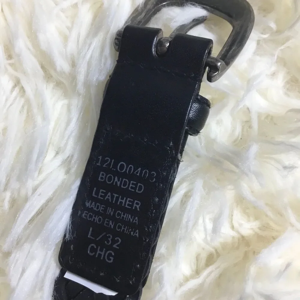 Levis' bonded leather plaited belt silver tone buckle western Cowgirl 37